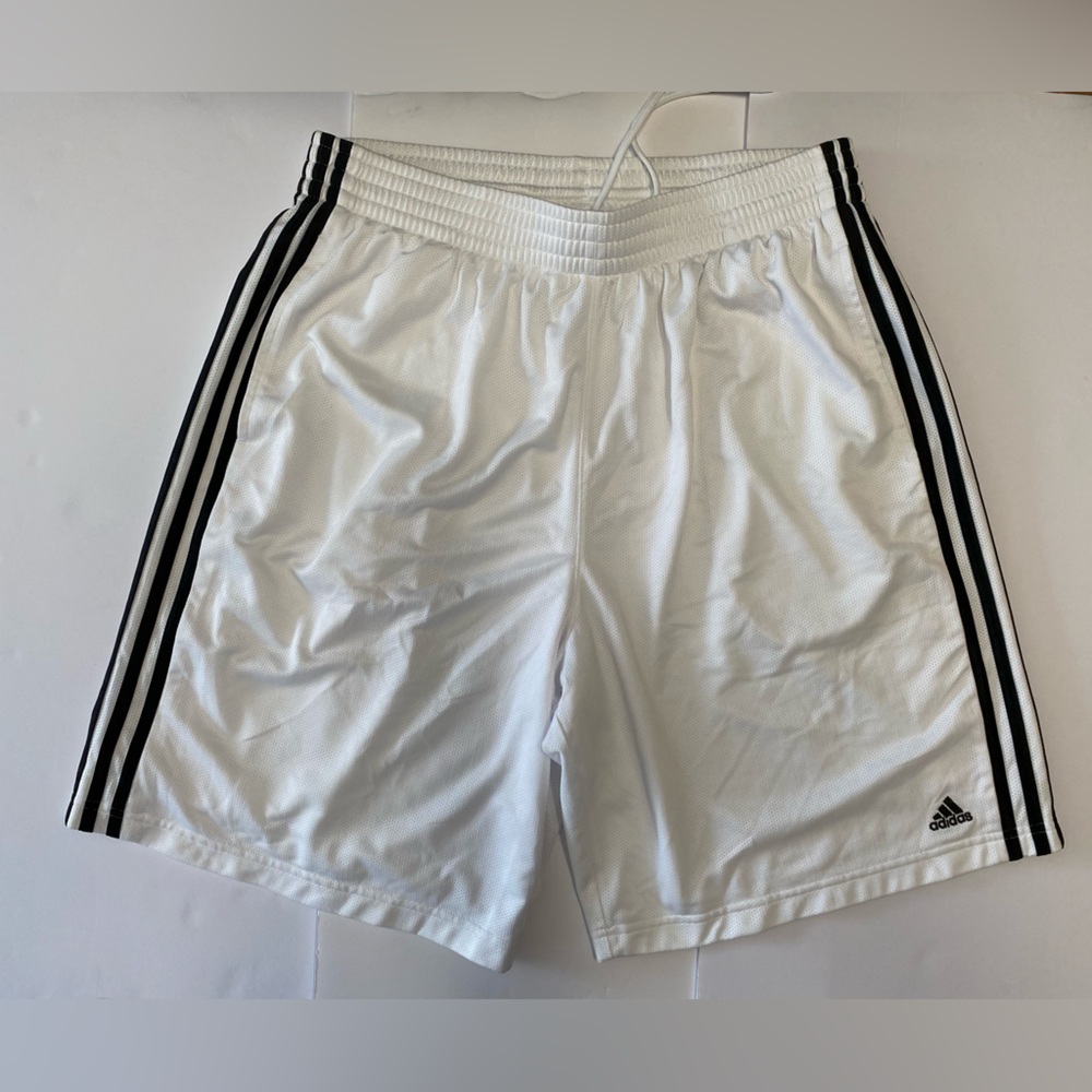 Adidas men’s shorts white black side straps size XL